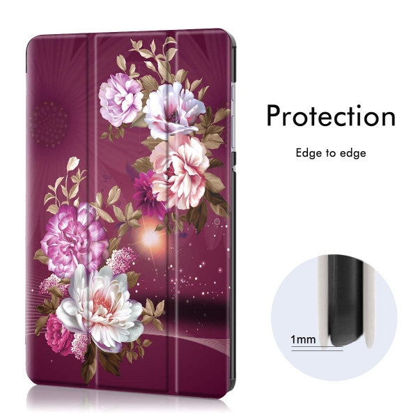 Hocase Samsung Galaxy Tab S6 Klf (10.5 in)-Burgundy Flowers