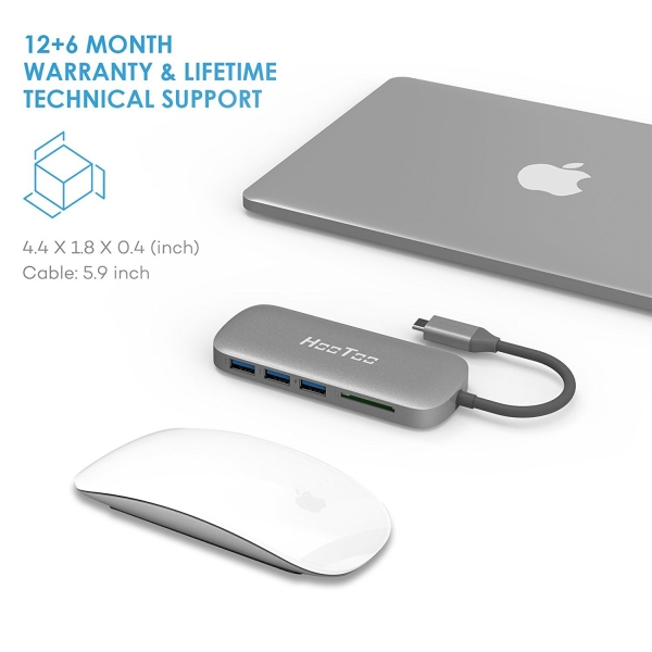 HooToo MacBook USB C to USB 3.1 Adaptr/arj Cihaz (Gri)