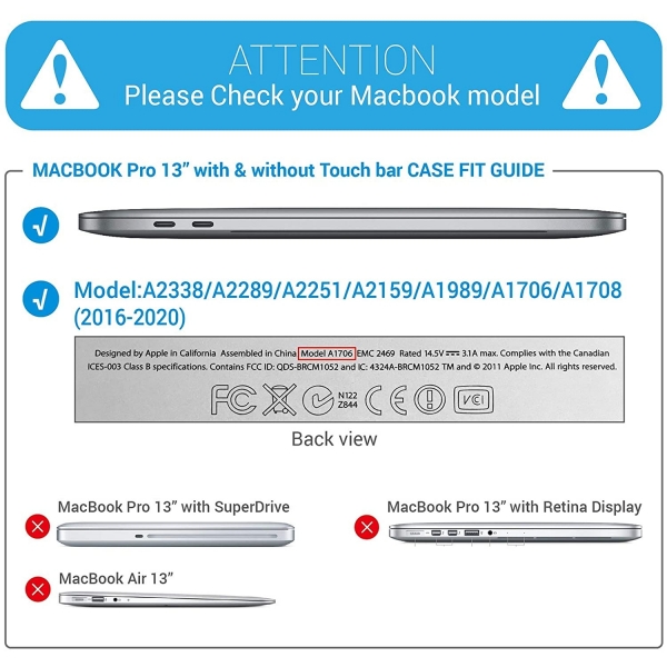 iBenzer MacBook Pro Koruyucu Klf (13 in)(M1)-Crystal Clear