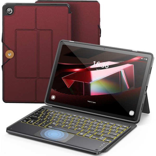 INFILAND Galaxy Tab A9 Plus Tanabilir Klavyeli Klf-Burgundy