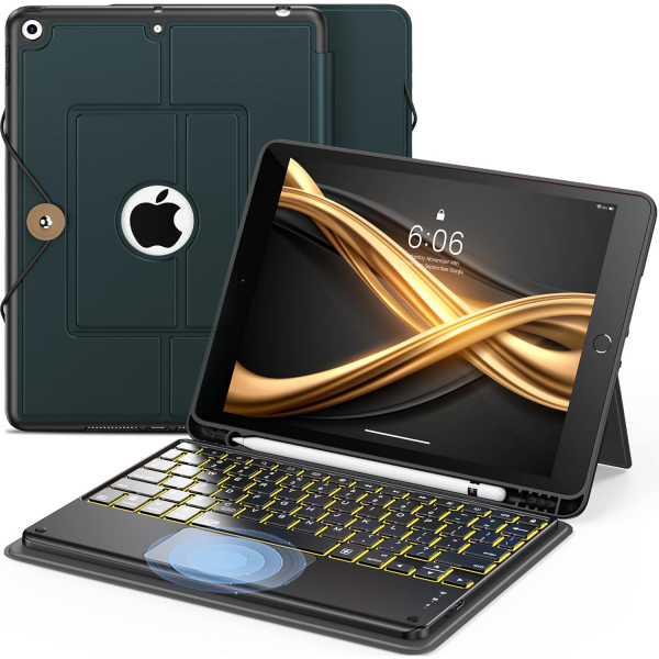 INFILAND iPad 9/8/7.Nesil Tanabilir Klavyeli Klf-Midnight Green 