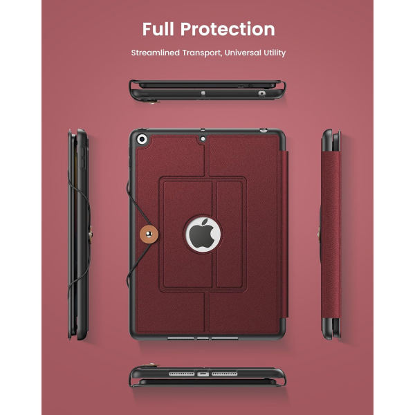INFILAND iPad 9/8/7.Nesil Tanabilir Klavyeli Klf-Burgundy