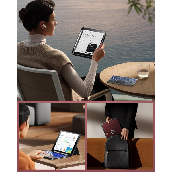 INFILAND iPad 9/8/7.Nesil Tanabilir Klavyeli Klf-Burgundy