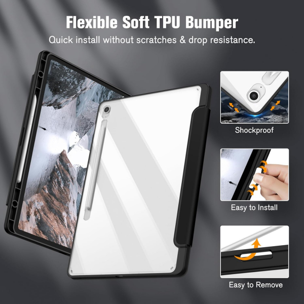 Fintie Galaxy Tab S10 FE Plus effaf Klf-Black