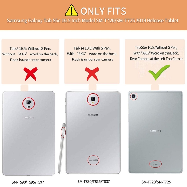 Infiland Galaxy Tab S5e Kalem Blmeli Klf-Navy