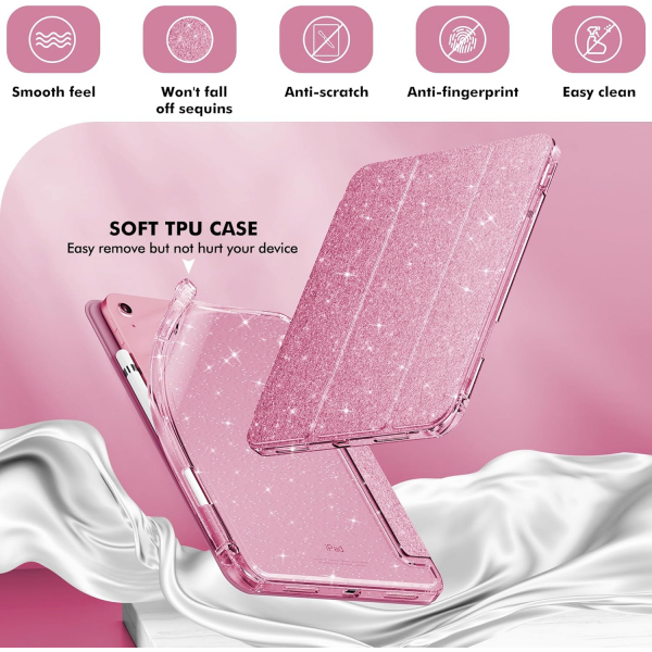 INFILAND Apple iPad A16 Glitter Klf (11/10.9 in)-Rose Red