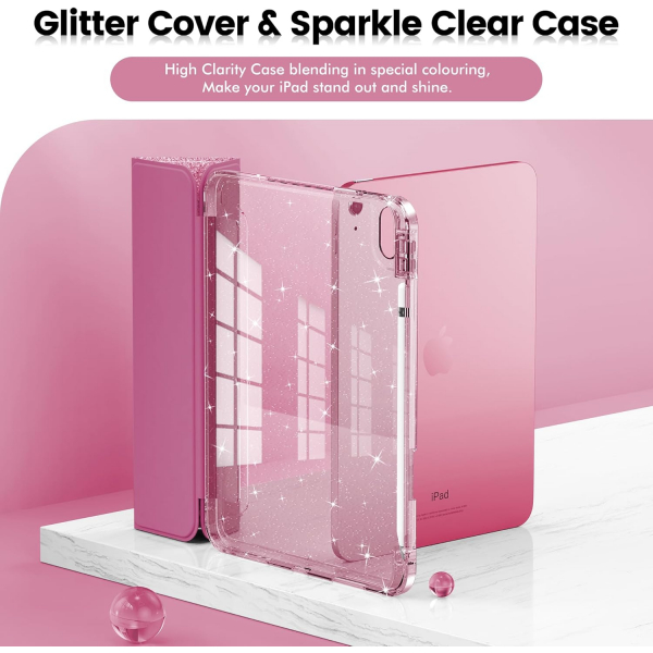 INFILAND Apple iPad A16 Glitter Klf (11/10.9 in)-Rose Red