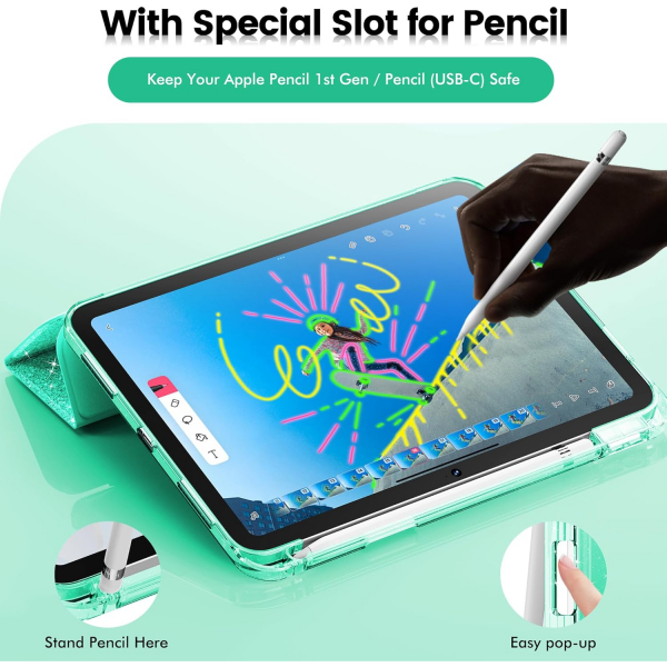 INFILAND Apple iPad A16 Glitter Klf (11/10.9 in)-Green