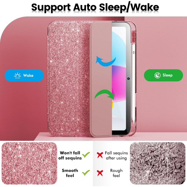 INFILAND Apple iPad A16 Glitter Klf (11/10.9 in)-Rose Gold