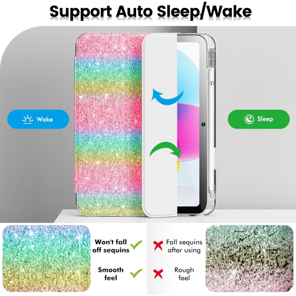 INFILAND Apple iPad A16 Glitter Klf (11/10.9 in)-Rainbow