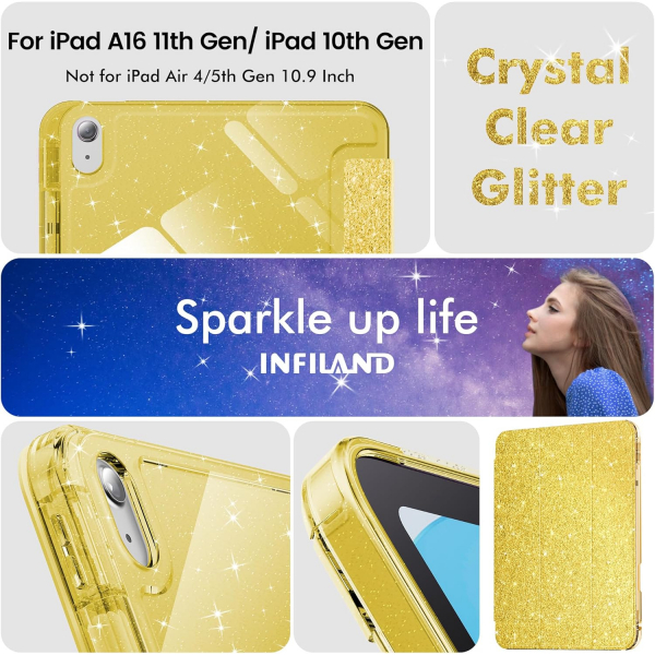 INFILAND Apple iPad A16 Glitter Klf (11/10.9 in)-Yellow