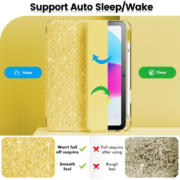 INFILAND Apple iPad A16 Glitter Klf (11/10.9 in)-Yellow