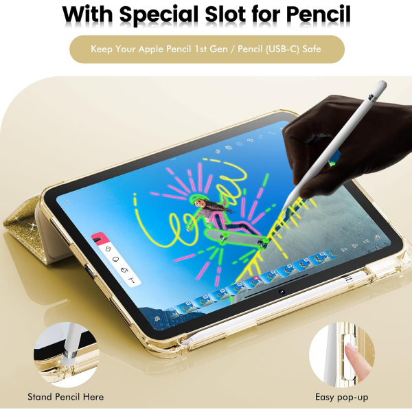 INFILAND Apple iPad A16 Glitter Klf (11/10.9 in)-Yellow