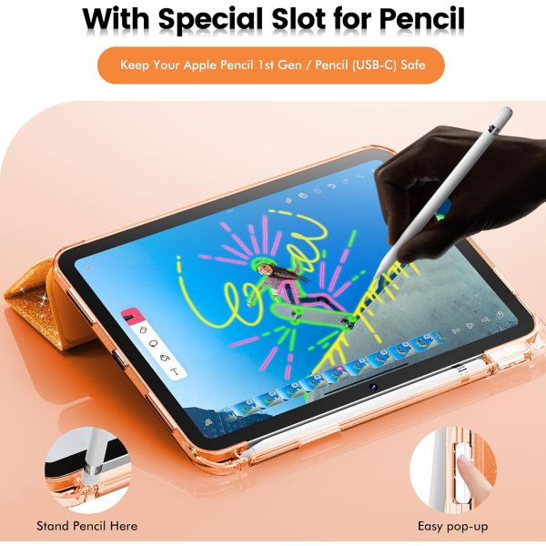 INFILAND Apple iPad A16 Glitter Klf (11/10.9 in)-Orange