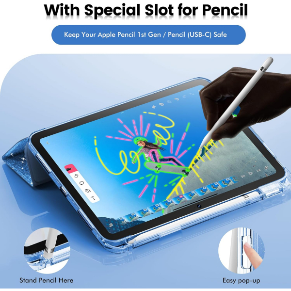 INFILAND Apple iPad A16 Glitter Klf (11/10.9 in)-Blue