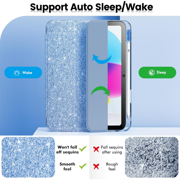 INFILAND Apple iPad A16 Glitter Klf (11/10.9 in)-Blue