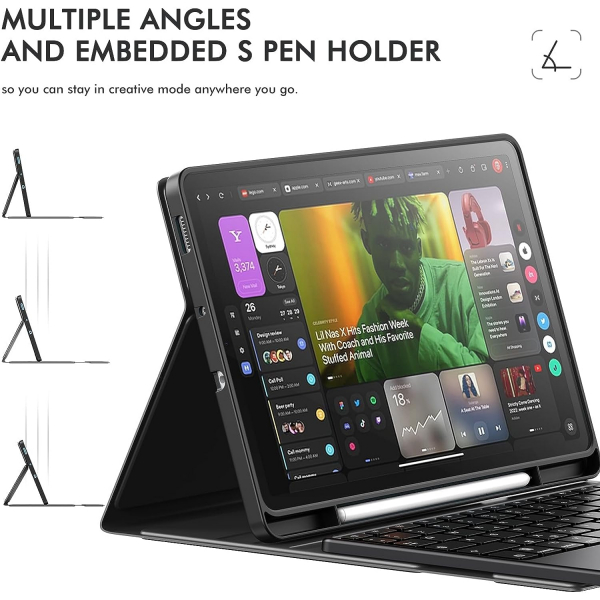 INFILAND Ayrlabilir Klavyeli Galaxy Tab S6 Lite Klf