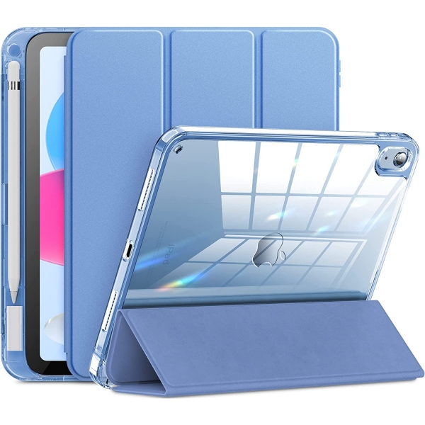 INFILAND Upgrade Serisi iPad 10.Nesil Standl Klf (10.9 in)-Clear Cerulean Blue