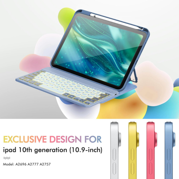 INFILAND iPad 10.Nesil Klavyeli Klf (2022)-Blue