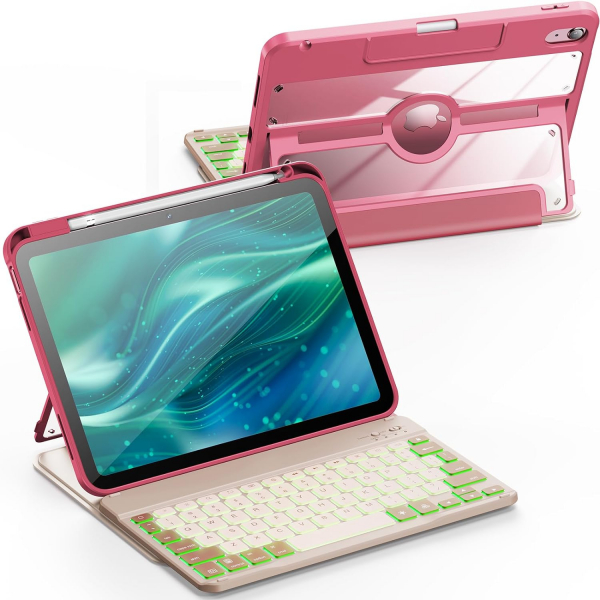 INFILAND iPad 10.Nesil Klavyeli Klf (2022)-Watermelon Red