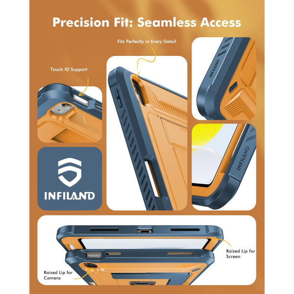 INFILAND iPad A16 Tam Korumal Klf (11 in)-Amber Navy