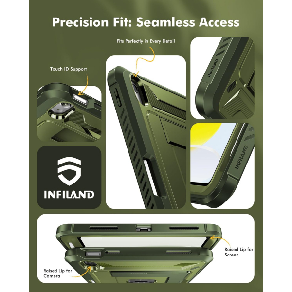 INFILAND iPad A16 Tam Korumal Klf (11 in)-Military Green