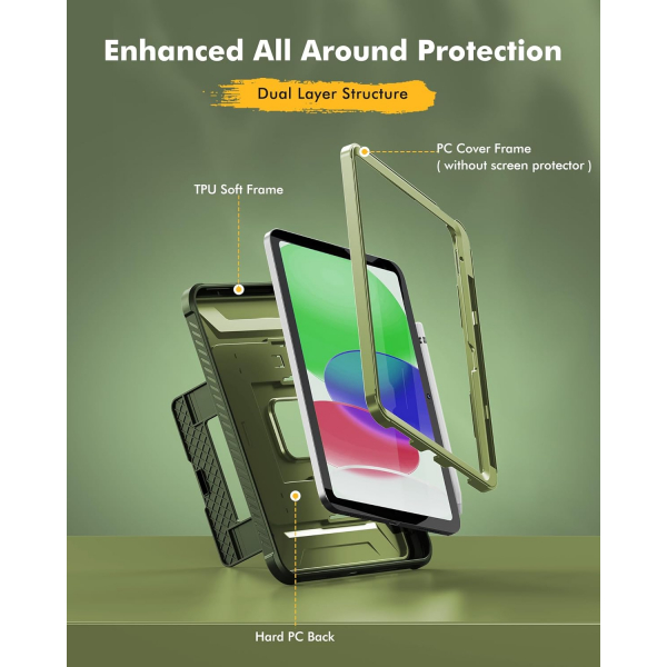 INFILAND iPad A16 Tam Korumal Klf (11 in)-Military Green