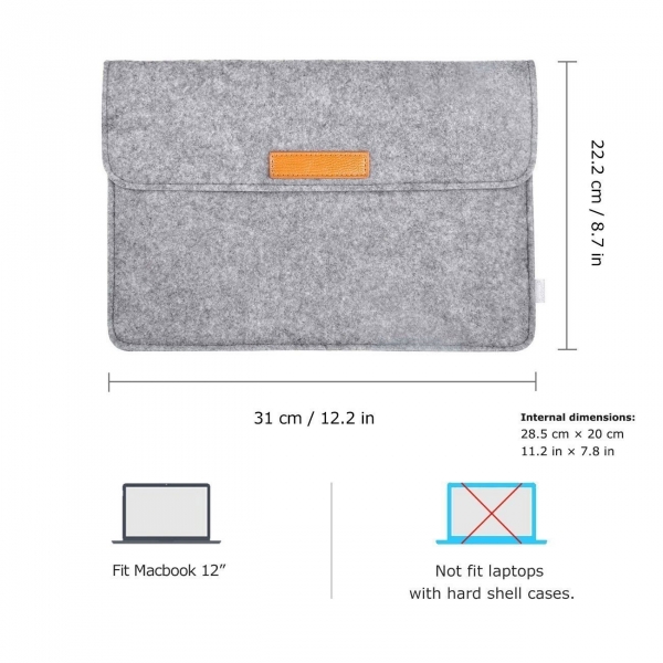 Inateck Macbook Air / Macbook Pro anta (12 in) - MP1200-Light Gray