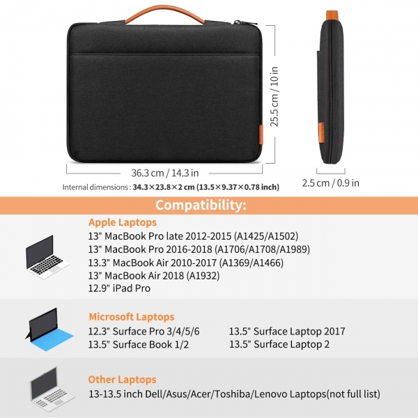 Inateck Macbook Air / Macbook Pro / Pro Retina El antas (13-13.3-in)-Black