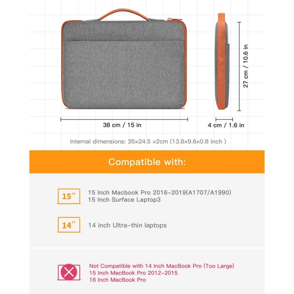Inateck Macbook Air / Macbook Pro / Pro Retina El antas (13-13.3-in)-Orange
