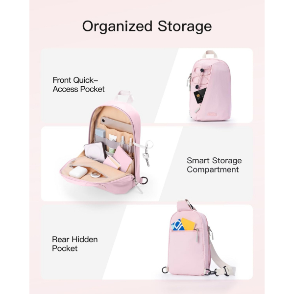 Inateck Sling Bag X-Row Seyahat antas -Pink