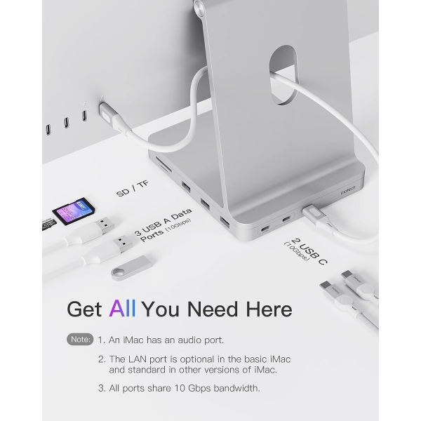 Inateck iMac Balant stasyon Hub -Silver 