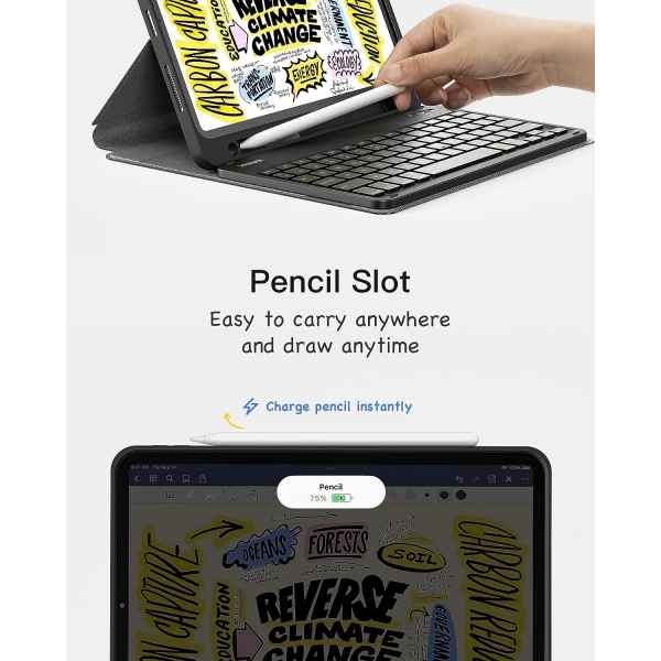 Inateck iPad 10.Nesil Klavyeli Klf (10.9 in)-Black 
