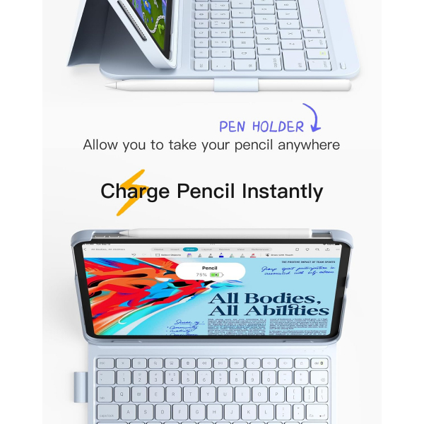 Inateck iPad 10.Nesil Light Klavyeli K�l�f (10.9 in�)-Blue