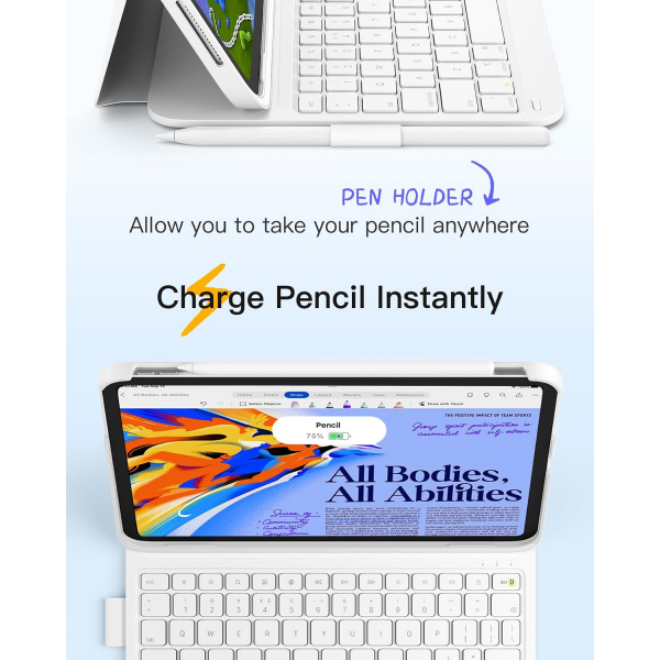 Inateck iPad 10.Nesil Light Klavyeli K�l�f (10.9 in�)-White