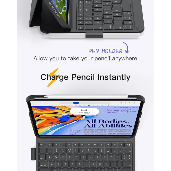 Inateck iPad 10.Nesil Light Klavyeli Klf (10.9 in)-Gray