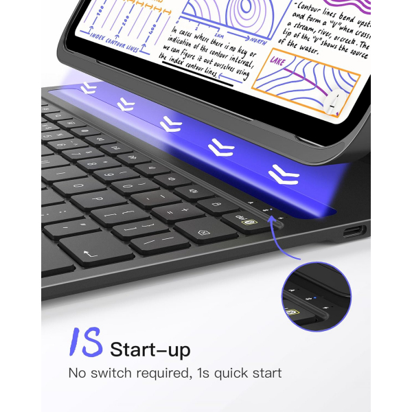Inateck iPad 10.Nesil Light Klavyeli Klf (10.9 in)-Gray
