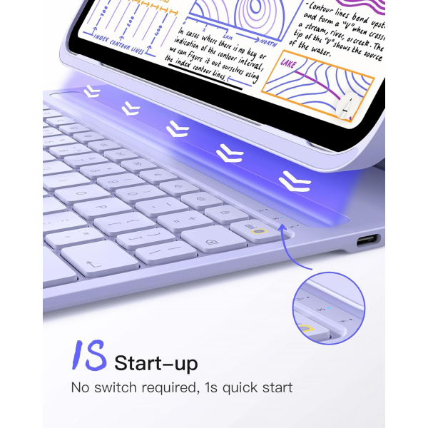 Inateck iPad 10.Nesil Light Klavyeli Klf (10.9 in)-Purple