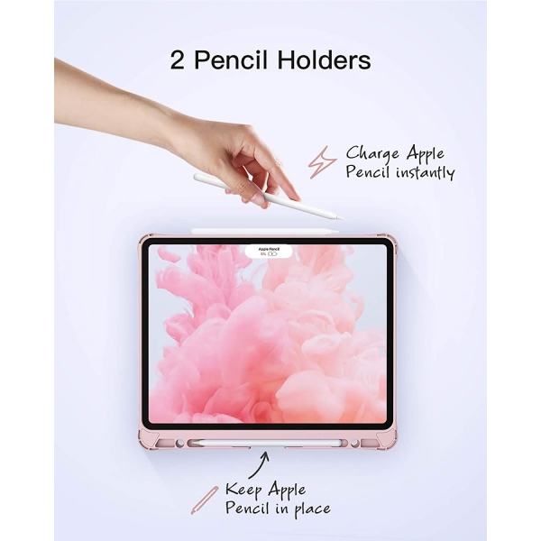 Inateck iPad Pro Aydnlatmal Klavyeli Klf (12.9 in)-Rose Pink