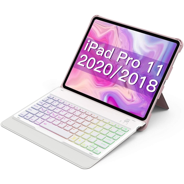 Inateck iPad Pro Aydnlatmal Klavyeli Klf (11 in)-Pink