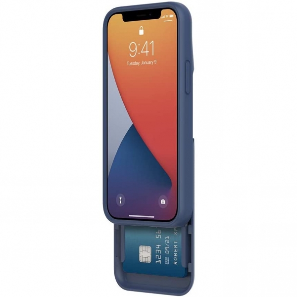  Incipio iPhone 12 Mini Stashback Kart B�lmeli K�l�f (MIL-STD-810G)-Midnight Navy