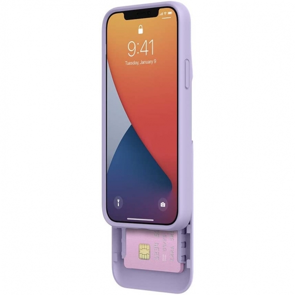  Incipio iPhone 12 Mini Stashback Kart B�lmeli K�l�f (MIL-STD-810G)-Lilac Purple