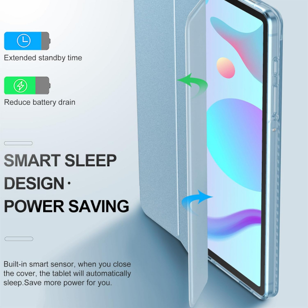 Infiland Galaxy Tab S6 Lite Kalem Blmeli Klf (10.4 in)-Sky Blue