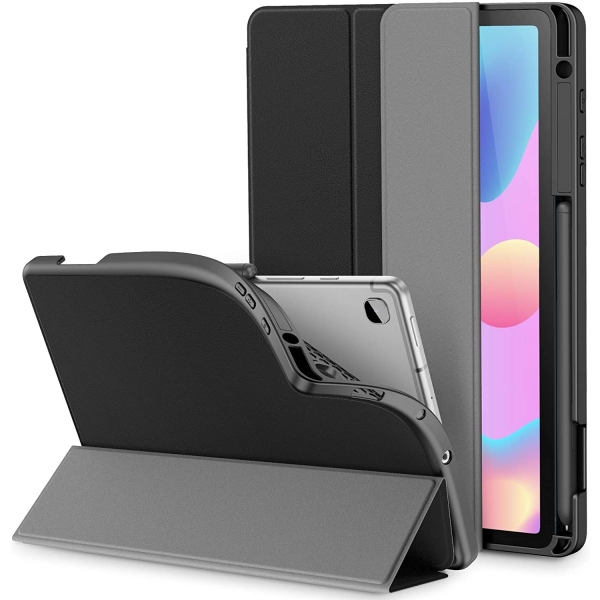 Infiland Galaxy Tab S6 Lite Kalem Blmeli Klf (10.4 in)-Black