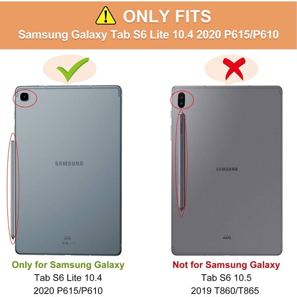 Infiland Galaxy Tab S6 Lite Kalem Blmeli Klf (10.4 in)-Red