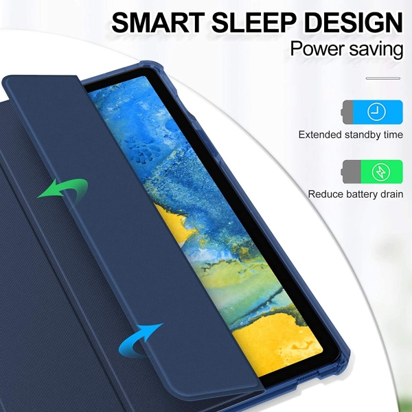 Infiland Galaxy Tab S7 Kalem Blmeli Klf (11 in)-Navy