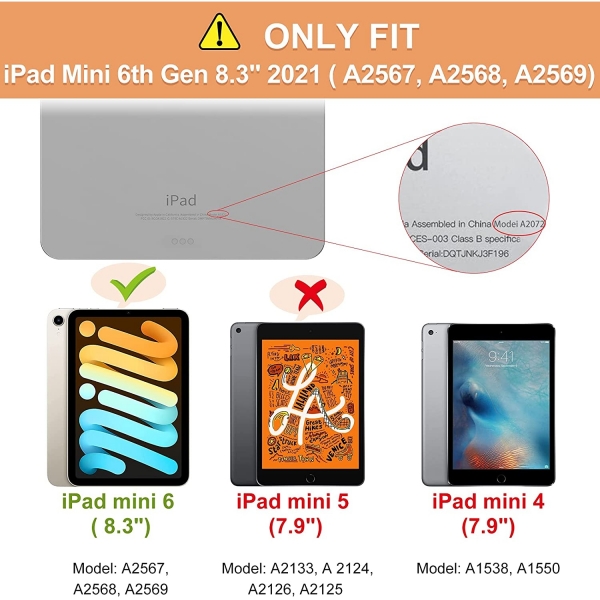 Infiland Kalem Blmeli iPad Mini 6 Klf (8.3 in)-Mint Green