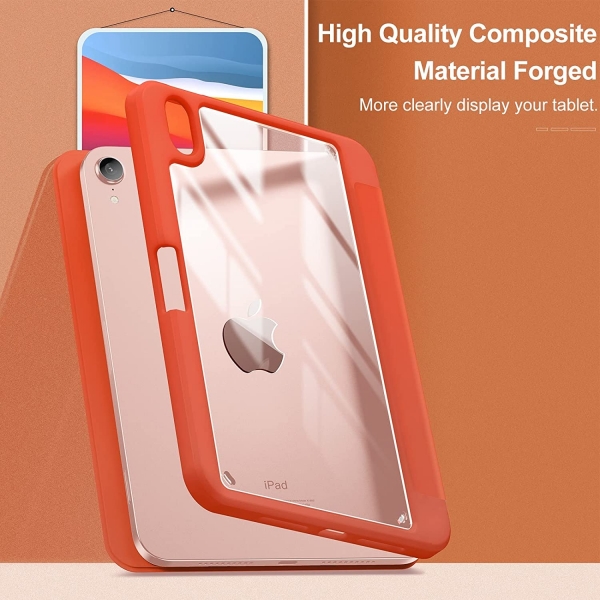 Infiland Kalem Blmeli iPad Mini 6 Klf (8.3 in)-Orange