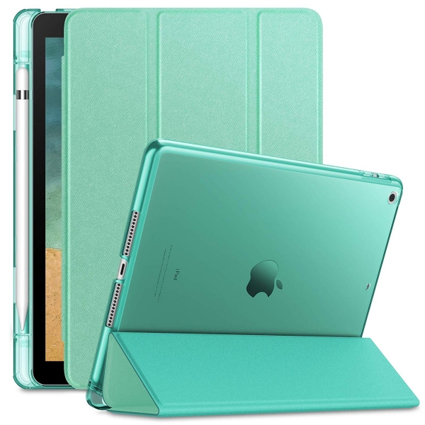 Infiland Apple iPad Kalem Blmeli Klf (9.7 in)-Mint Green