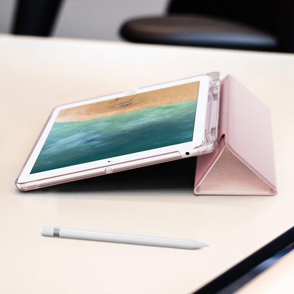 Infiland Apple iPad Kalem Blmeli Klf (9.7 in)-Rose Gold